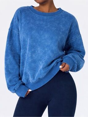 🎀 Rebellious One Navy Cobalt Blue Tie-Dye Athletic Pullover Sweatshirt Large